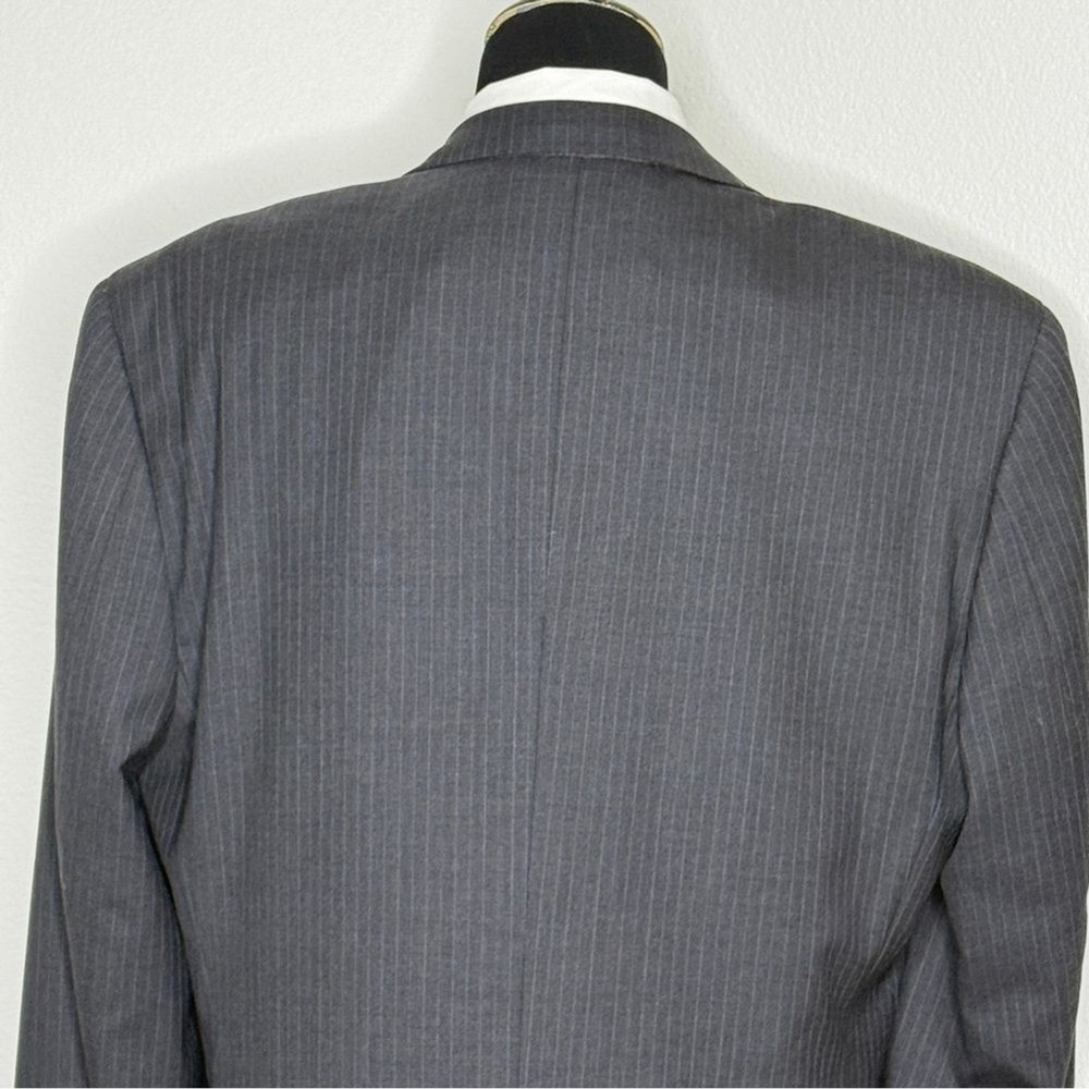 Tasso Elba Sport Coat Blazer 40R‎ Charcoal Gray Wool Pin Stripe - Picture 6 of 14